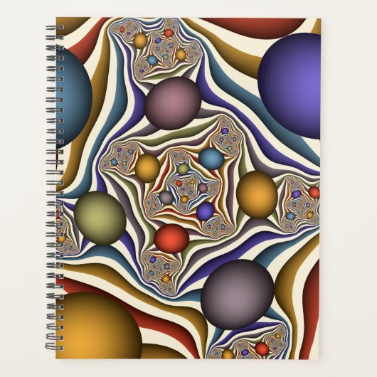 Kleurrijke, moderne Abstracte fractale kunst omhoo Planner (Voorkant)