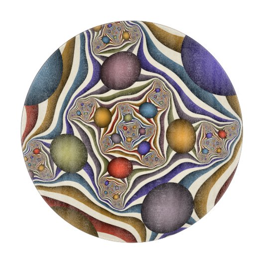 Kleurrijke, moderne Abstracte fractale kunst omhoo Snijplank (Voorkant)