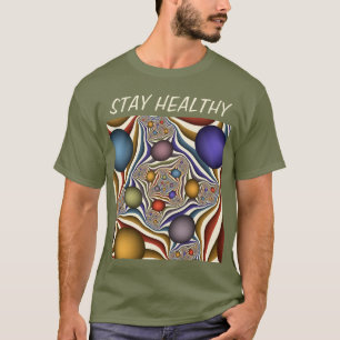 Kleurrijke, moderne Abstracte fractale kunst omhoo T-shirt