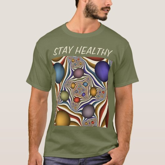 Kleurrijke, moderne Abstracte fractale kunst omhoo T-shirt (Voorkant)