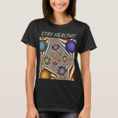 Kleurrijke, moderne Abstracte fractale kunst omhoo T-shirt (Voorkant)