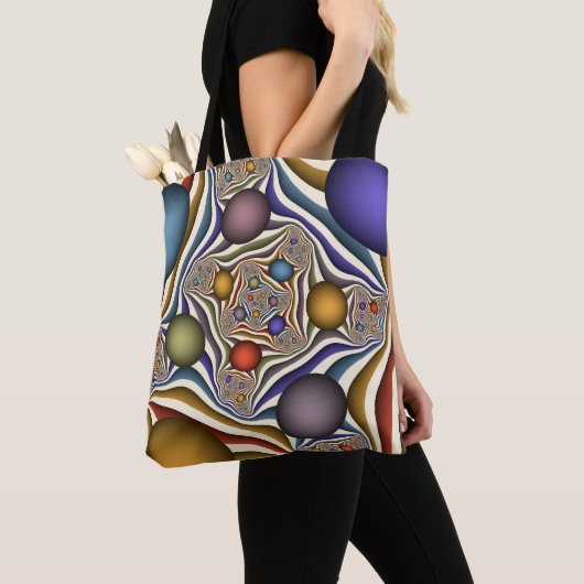 Kleurrijke, moderne Abstracte fractale kunst omhoo Tote Bag (Dichtbij)