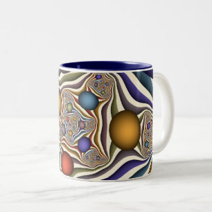 Kleurrijke, moderne Abstracte fractale kunst omhoo Tweekleurige Koffiemok