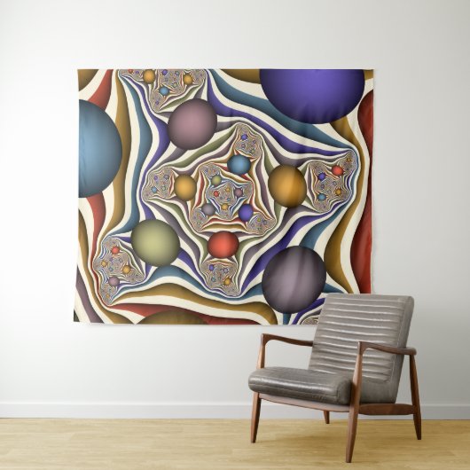 Kleurrijke, moderne Abstracte fractale kunst omhoo Wandkleed (In Situ (horizontaal))