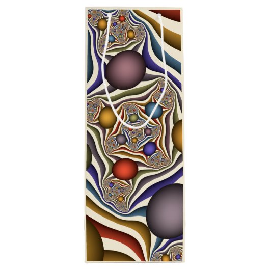 Kleurrijke, moderne Abstracte fractale kunst omhoo Wijn Cadeautas (Achterkant)