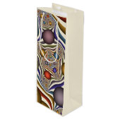 Kleurrijke, moderne Abstracte fractale kunst omhoo Wijn Cadeautas (Voorkant Gekanteld)