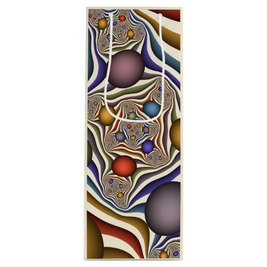 Kleurrijke, moderne Abstracte fractale kunst omhoo Wijn Cadeautas (Voorkant)