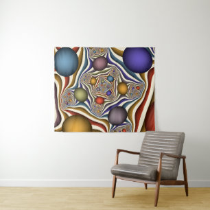 Kleurrijke moderne abstracte fractale kunst zweeft wandkleed