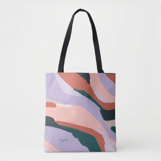 Kleurrijke Moderne Abstracte Kunst Aangepaste Naam Tote Bag (Voorkant)