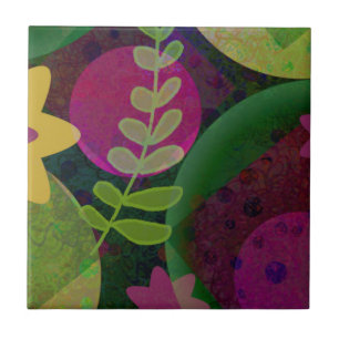 Kleurrijke Moderne Abstracte Kunst Botanische Bloe Tegeltje