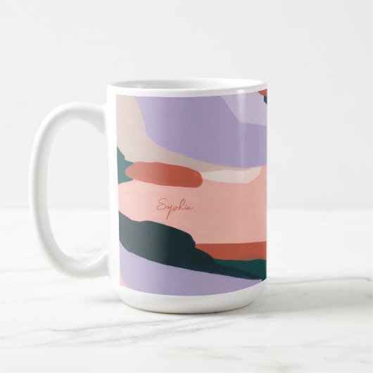 Kleurrijke moderne Abstracte kunst Custom Name Fav Koffiemok (Links)