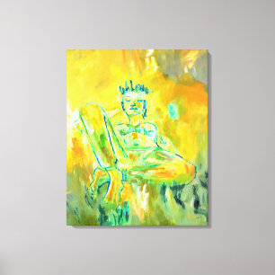 Kleurrijke moderne Abstracte kunst geel Sinaasappe Canvas Afdruk