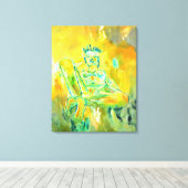 Kleurrijke moderne Abstracte kunst geel Sinaasappe Canvas Afdruk (Insitu (Houten vloer))