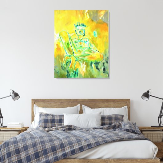 Kleurrijke moderne Abstracte kunst geel Sinaasappe Canvas Afdruk (Insitu (Slaapkamer))
