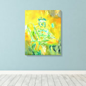 Kleurrijke moderne Abstracte kunst geel Sinaasappe Canvas Afdruk (Insitu (Houten vloer))