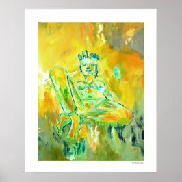 Kleurrijke moderne abstracte kunst Gele huisdecora Poster