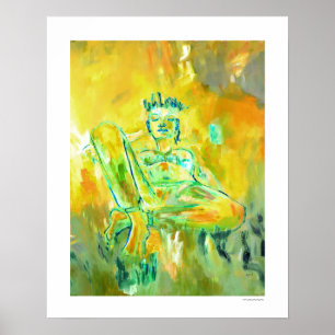 Kleurrijke moderne abstracte kunst Gele huisdecora Poster
