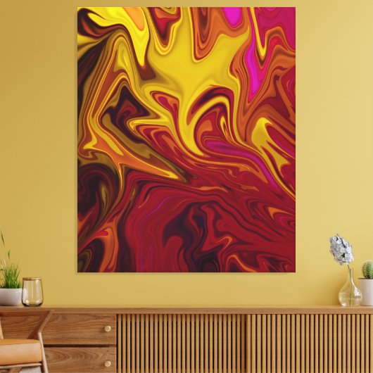 Kleurrijke moderne Abstracte kunst | pasteloliesca Canvas Afdruk (Insitu (Woonkamer))
