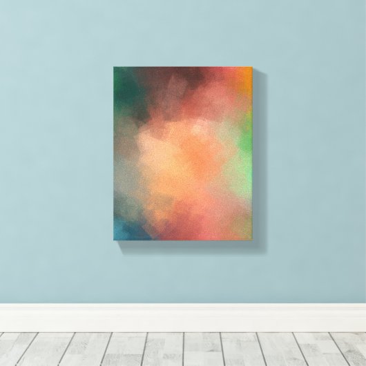 Kleurrijke moderne Abstracte kunst rood blauw groe Canvas Afdruk (Insitu (Houten vloer))