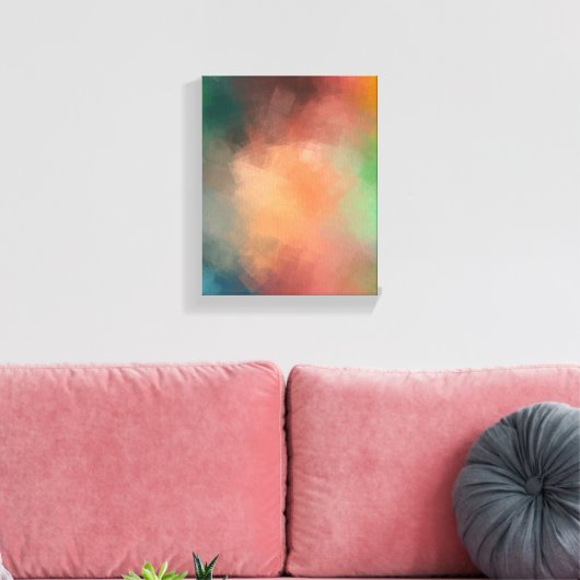 Kleurrijke moderne Abstracte kunst rood blauw groe Canvas Afdruk (Insitu (Woonkamer))