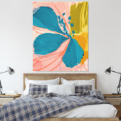 Kleurrijke moderne, Abstracte kunst Roze Blauwe Po Canvas Afdruk (Insitu (Slaapkamer))