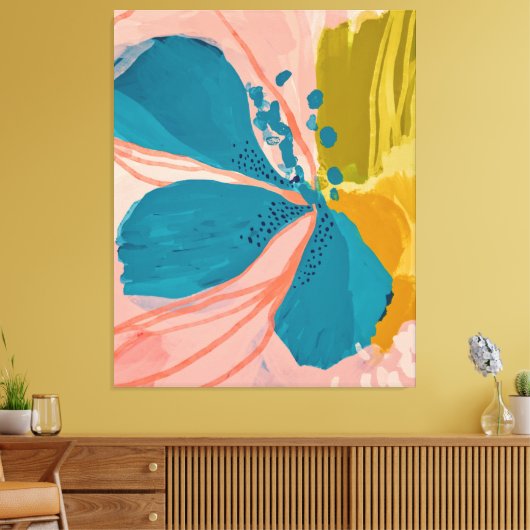 Kleurrijke moderne, Abstracte kunst Roze Blauwe Po Canvas Afdruk (Insitu (Woonkamer))