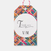 Kleurrijke moderne abstracte kunst verf bedankje cadeaulabel (Voorkant)