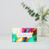 Kleurrijke moderne Abstracte kunst Visitekaartje (Staand voorkant)