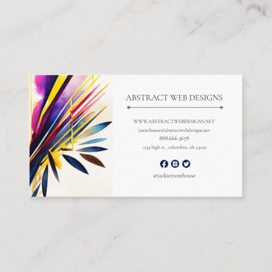 Kleurrijke moderne Abstracte kunst Visitekaartje (Achterkant)