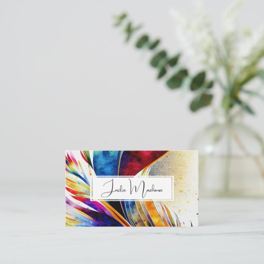 Kleurrijke moderne Abstracte kunst Visitekaartje (Staand voorkant)