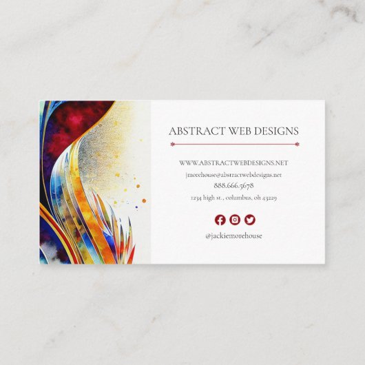 Kleurrijke moderne Abstracte kunst Visitekaartje (Achterkant)