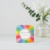 Kleurrijke moderne Abstracte kunstregenboogkleuren Vierkante Visitekaartje (Staand voorkant)