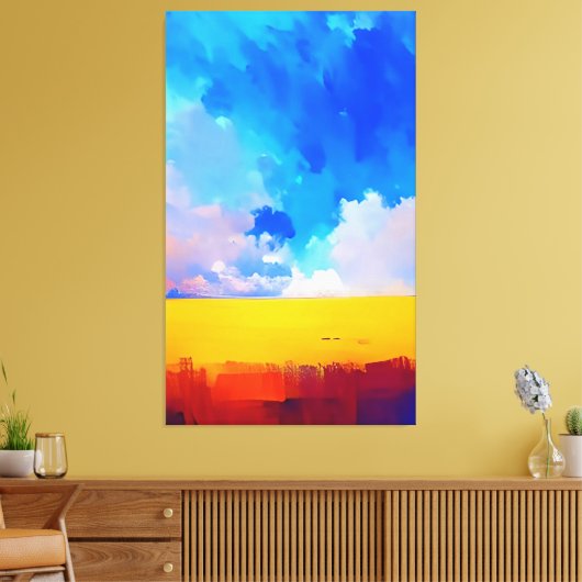 Kleurrijke moderne Abstracte landschapsschilderkun Canvas Afdruk (Insitu (Woonkamer))