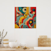 Kleurrijke Moderne Abstracte organische vormen Muu Poster (Keuken)
