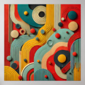 Kleurrijke Moderne Abstracte organische vormen Muu Poster (Voorkant)