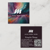 *~* Kleurrijke moderne Abstracte QR vet AP93 Vierkante Visitekaartje (Voorkant / Achterkant)