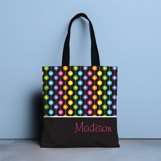 Kleurrijke moderne Abstracte regenboogpatroonnaam Tote Bag