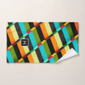 Kleurrijke Moderne Abstracte Strepen & Monogram Bad Handdoek (Handdoek)