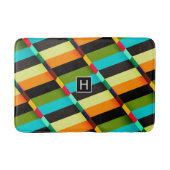 Kleurrijke Moderne Abstracte Strepen & Monogram Badmat (Voorkant)