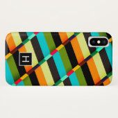 Kleurrijke Moderne Abstracte Strepen & Monogram Case-Mate iPhone Case (Achterkant (horizontaal))