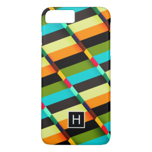 Kleurrijke Moderne Abstracte Strepen & Monogram Case-Mate iPhone Case