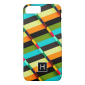 Kleurrijke Moderne Abstracte Strepen & Monogram Case-Mate iPhone Case (Achterkant)