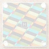 Kleurrijke Moderne Abstracte Strepen & Monogram Glazen Onderzetter (Achterkant)