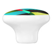 Kleurrijke Moderne Abstracte Strepen & Monogram Keramische Knop (Zijkant)