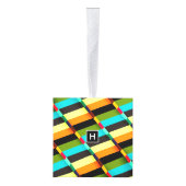 Kleurrijke Moderne Abstracte Strepen & Monogram Kubus Ornament (Rechts)