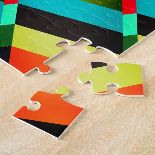 Kleurrijke Moderne Abstracte Strepen & Monogram Legpuzzel (Zijkant)