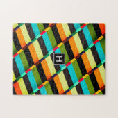 Kleurrijke Moderne Abstracte Strepen & Monogram Legpuzzel (Horizontaal)
