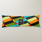 Kleurrijke Moderne Abstracte Strepen & Monogram Lichaamskussen (Achterkant)