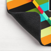 Kleurrijke Moderne Abstracte Strepen & Monogram Muismat (Hoek)
