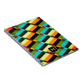Kleurrijke Moderne Abstracte Strepen & Monogram Notitieboek (Rechterzijde)